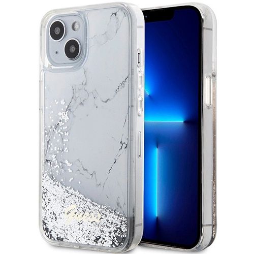 Guess Liquid Glitter Marble case for iPhone 14 - white, Guess 3666339127312 3666339127312