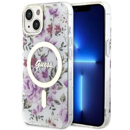 Guess Flower MagSafe case for iPhone 14 - transparent, Guess 3666339115630 3666339115630