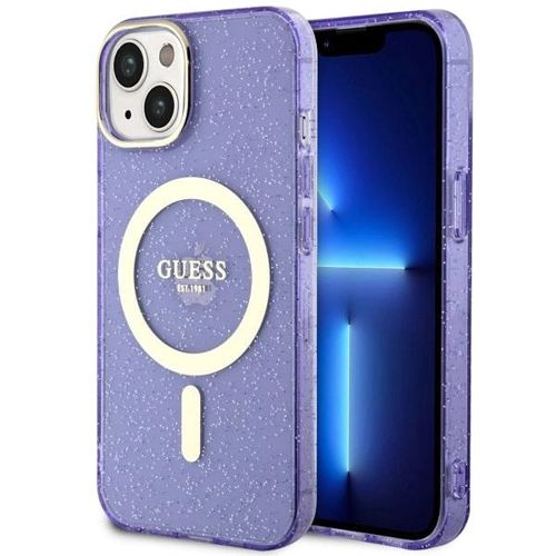 Guess Glitter Gold MagSafe case for iPhone 14 - purple, Guess 3666339125660 3666339125660