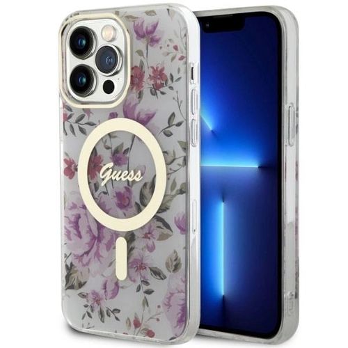 Guess GUHMP14XHCFWST iPhone 14 Pro Max 6.7&quot; transparent hardcase Flower MagSafe, Guess 3666339115661 3666339115661