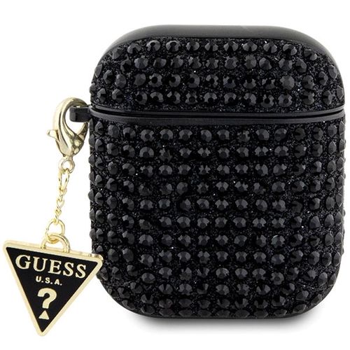 Guess GUA2HDGTPK AirPods 1/2 cover black/black Rhinestone Triangle Charm, Guess 3666339120597 3666339120597