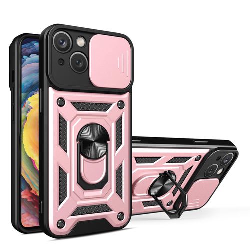 Hybrid Armor Camshield case with stand and camera cover for iPhone 15 - pink, Hurtel 5907769357428 5907769357428