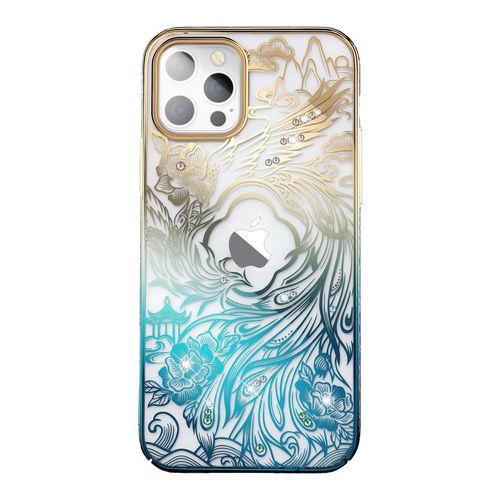 Luxury iPhone 14 Plus Case with Kingxbar Phoenix Crystals - Gold and Blue, Kingxbar 6959003508027 6959003508027