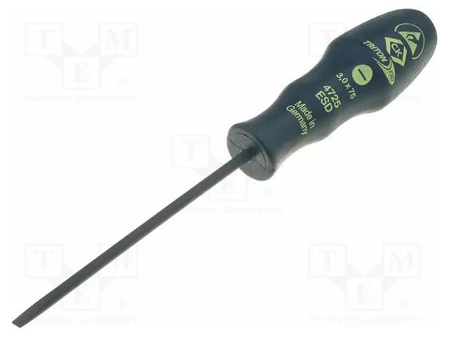 Screwdriver; slot; SL 3; ESD; Blade length: 75mm C.K CK-4725ESD75/3