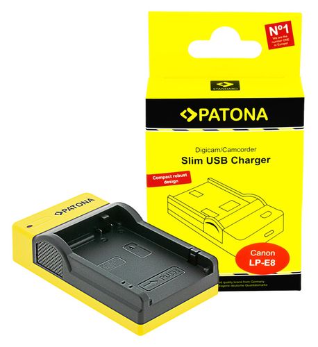 PATONA Slim USB charger with USB-C input for Canon LP-E8, LPE8, EOS 550D, 600D, 650D, 700D, PATONA 151574 4055655203456