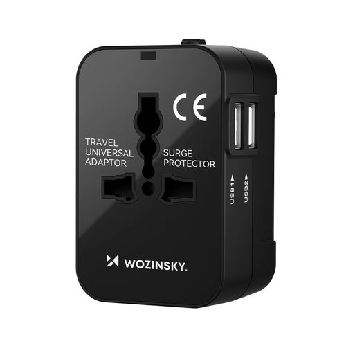 Wozinsky WUTWC travel adapter universal 24W EU / US / AUS / UK / 2x USB-A - black, Wozinsky 5907769308512 5907769308512