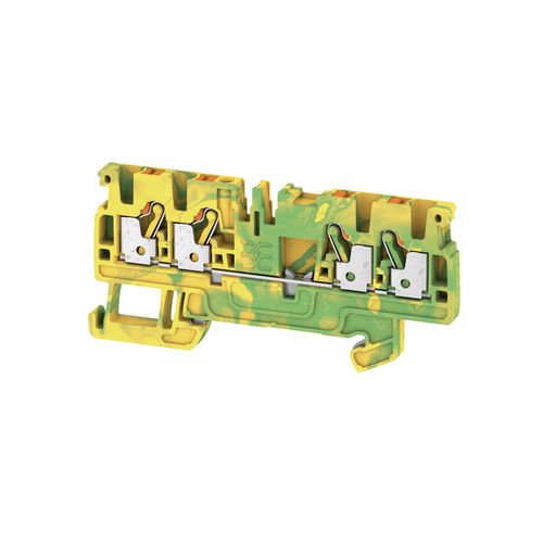 PE terminal, PUSH IN, 2.5 mm², 800 V, Number of connections: 4, Number of levels: 1, Green/yellow, orange Weidmuller 1521540000 04050118328349