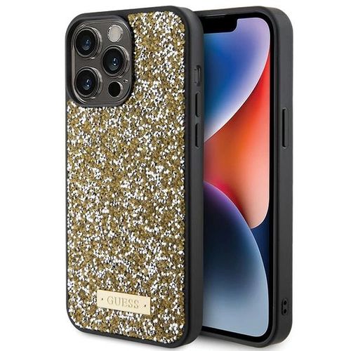 Guess Rhinestone Metal Logo case for iPhone 15 Pro - yellow, Guess 3666339153540 3666339153540