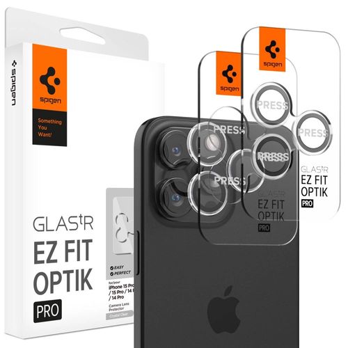 Spigen Glas.tR EZ Fit Optik Pro Camera Cover for iPhone 15 Pro / 15 Pro Max / 16 Pro / 16 Pro Max / 17 Pro / 17 Pro Max - 2 pcs., Spigen 8809896752343 8809896752343