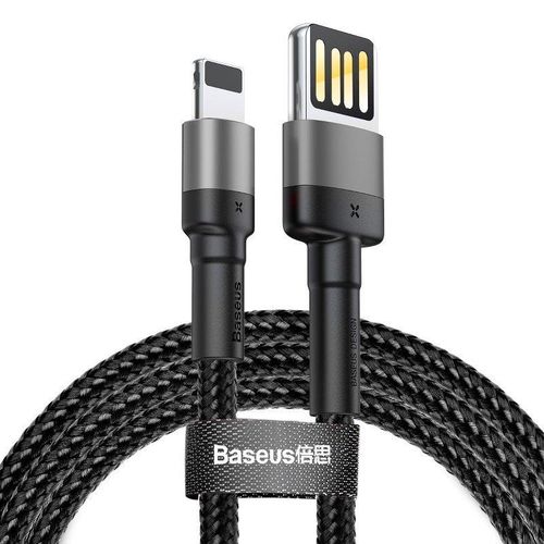 Lightning USB cable (reversible) Baseus Cafule 2.4A 1m (gray-black), Baseus CALKLF-GG1