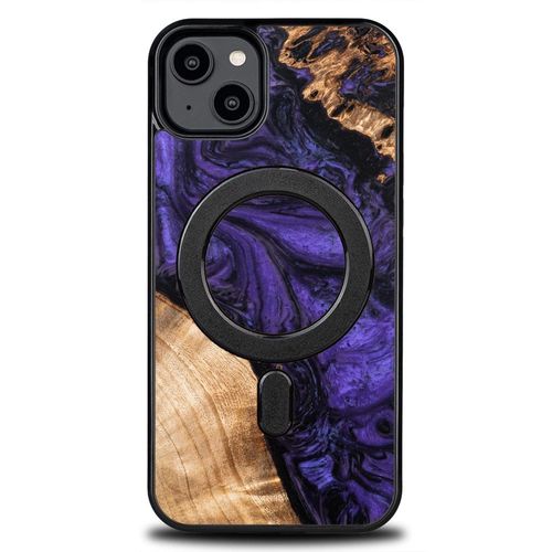 Wood and resin case for iPhone 15 Plus MagSafe Bewood Unique Violet - purple and black, Bewood 5907511793054 5907511793054