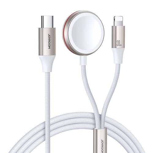 Joyroom 2 in 1 Lightning cable and inductive charger for Apple Watch 1.5m white (S-IW012), Joyroom 6956116771348 6956116771348