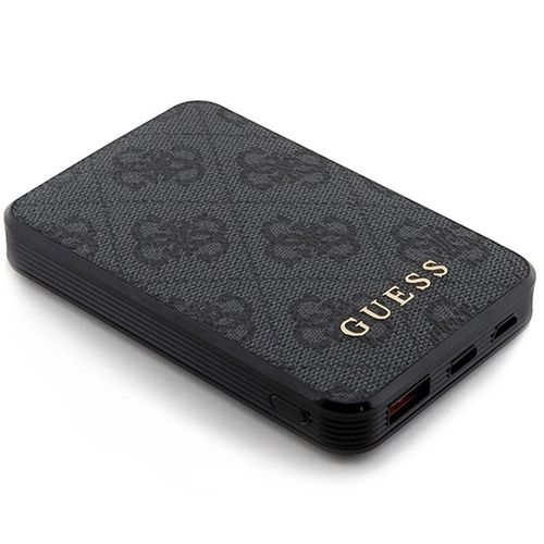 Guess Powerbank 15W GUPB5LP4GEGK 5000mAh black/black 4G Leather Metal Logo, Guess 3666339171377 3666339171377