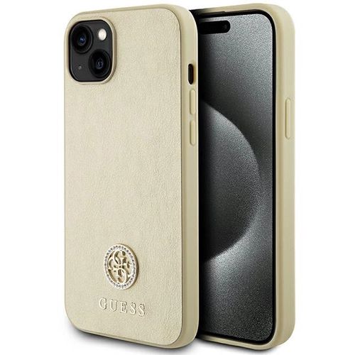 Guess Leather 4G Metal Logo Strass case for iPhone 15 - gold, Guess 3666339151003 3666339151003
