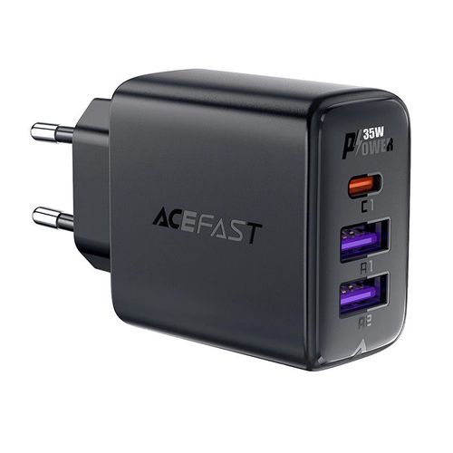 Acefast A57 PD 35W GaN charger 2 x USB-A + USB-C with 3 ports - black, Acefast 6974316282730