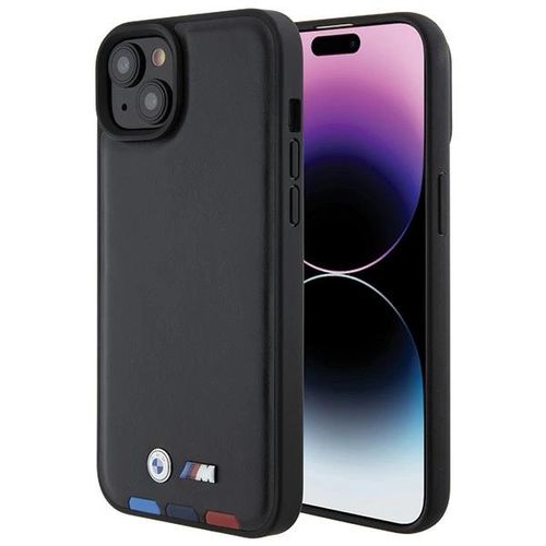 BMW BMHCP15M22PTDK iPhone 15 Plus 6.7&quot; black/black Leather Stamp Tricolor, BMW 3666339143350 3666339143350