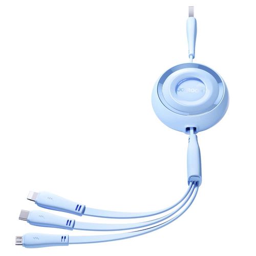 Joyroom Colorful Series S-A40 Cable Retractable 3in1 USB-A - USB-C / Lightning / Micro USB 1m - Blue, Joyroom 6941237121035 6941237121035