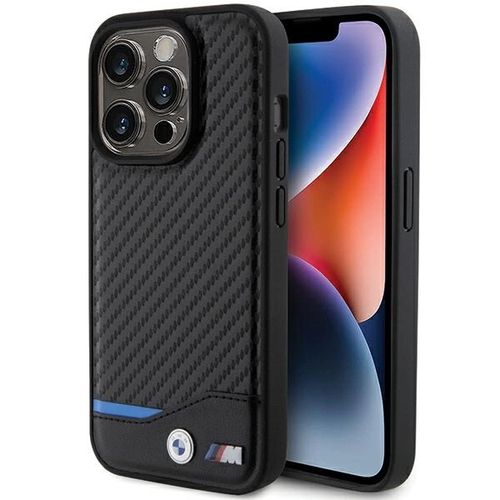 BMW Leather Carbon MagSafe iPhone 15 Pro Case - Black, BMW 3666339145668 3666339145668