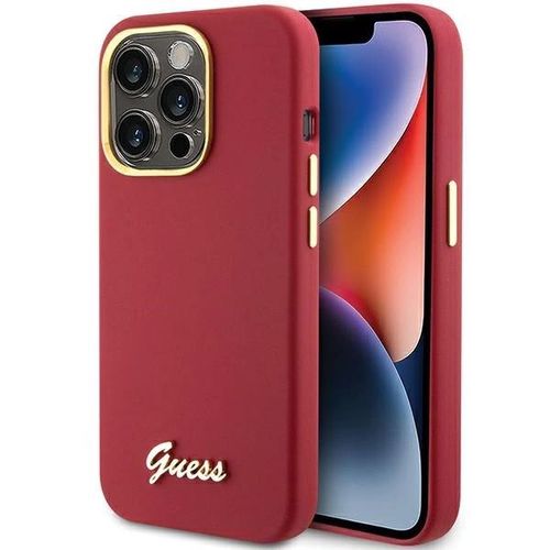 Guess Silicone Script Metal Logo & Frame case for iPhone 15 Pro - red, Guess 3666339149062 3666339149062