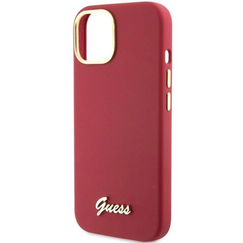 Guess Silicone Script Metal Logo &amp; Frame case for iPhone 15 - red, Guess 3666339149048 3666339149048