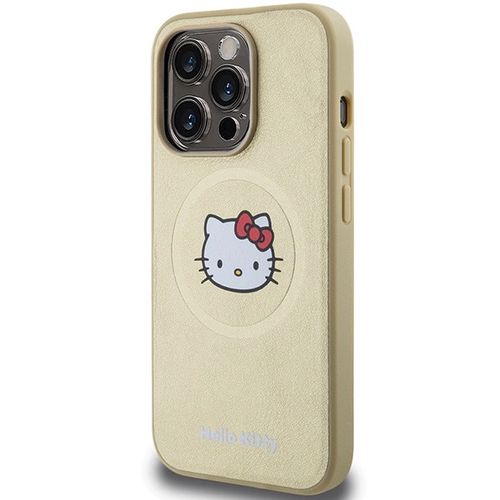 Hello Kitty Leather Kitty Head MagSafe case for iPhone 15 Pro - gold, Hello Kitty 3666339189082 3666339189082