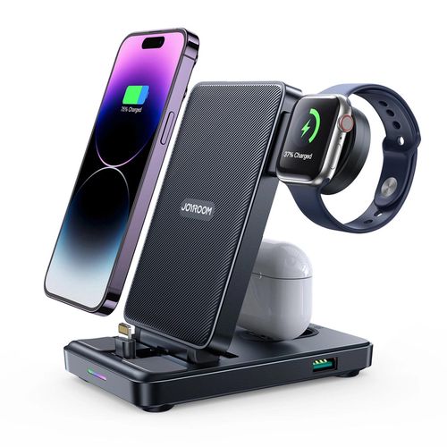 Joyroom JR-WQS02 iPhone AirPods Apple Watch 4in1 charging station foldable - black, Joyroom 6956116772833 6956116772833