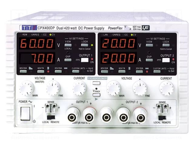 Power supply: programmable laboratory; Ch: 2; 0÷60VDC; 0÷20A; CPX AIM-TTI CPX400DP