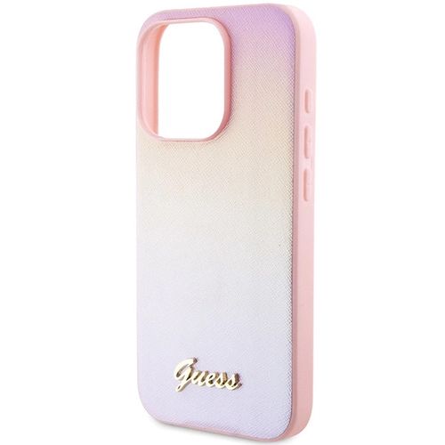 Guess Saffiano Iridescent Script case for iPhone 14 Pro Max - pink, Guess 3666339224776 3666339224776