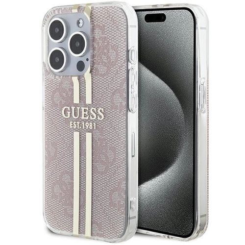 Guess IML 4G Gold Stripe case for iPhone 15 Pro - pink, Guess 3666339223120 3666339223120