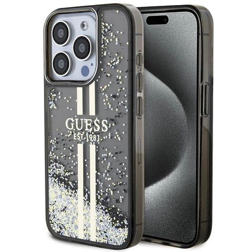 Guess Liquid Glitter Gold Stripes case for iPhone 15 Pro - black, Guess 3666339223540 3666339223540