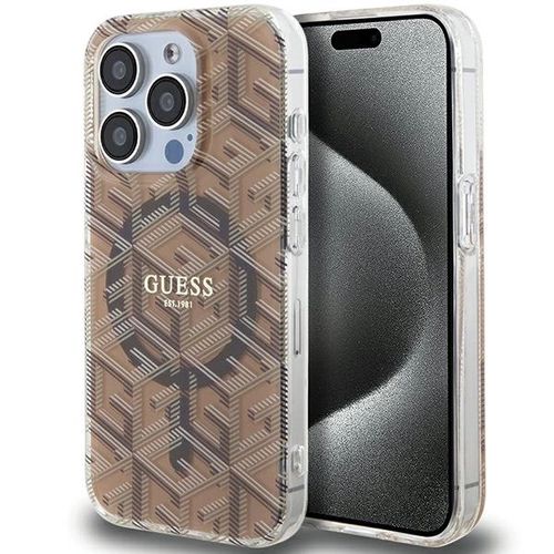 Guess IML GCube MagSafe case for iPhone 15 Pro Max - brown, Guess 3666339222154 3666339222154