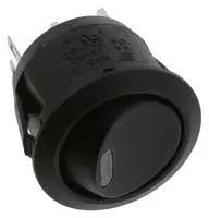ROCKER SWITCH, SPST, 16A, 125VAC, PANEL RR3112LBLKBLKREDEF3.