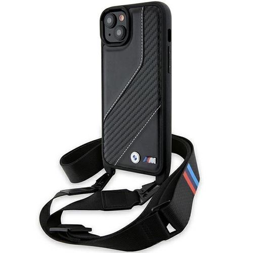 BMW M Edition Carbon Stripe &amp; Strap case for iPhone 15 Plus / 14 Plus - black, BMW 3666339235420 3666339235420