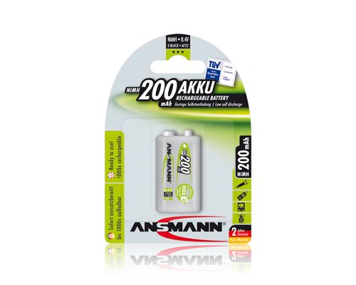 Aku 6F22 (E-Block, R22, 6R61), 8.4 V, 200 mAh, Ni-Mh, ANSMANN 1604/200/ANS 4013674353422