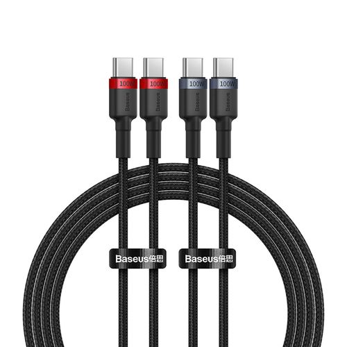 Baseus Cafule USB-C / USB-C 100W cable 2 m - red-black and black-gray (2 pcs.), Baseus 6932172657444 6932172657444