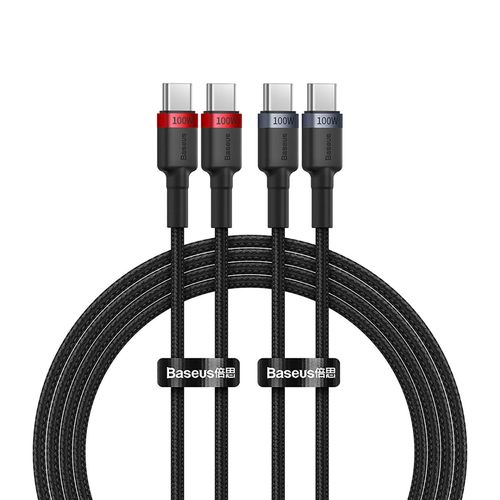 Baseus Cafule USB-C / USB-C cable 100W 1 m - red-black and black-gray (2 pcs.), Baseus 6932172657451 6932172657451