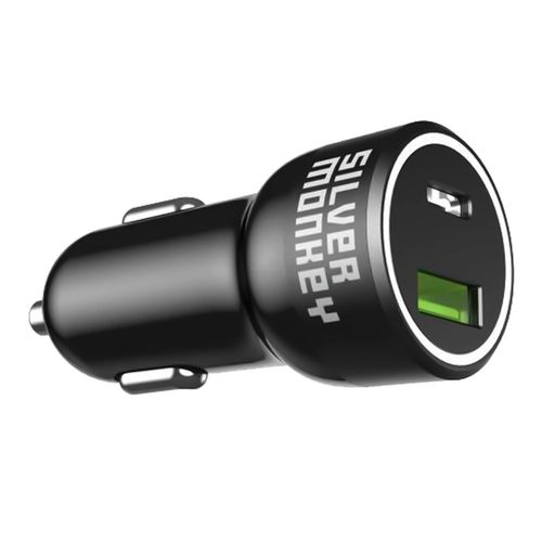 Silver Monkey SMA078 car charger 1xUSB-C 1xUSB-A 45W PD QC - black, Silver Monkey SMA078 SMA078