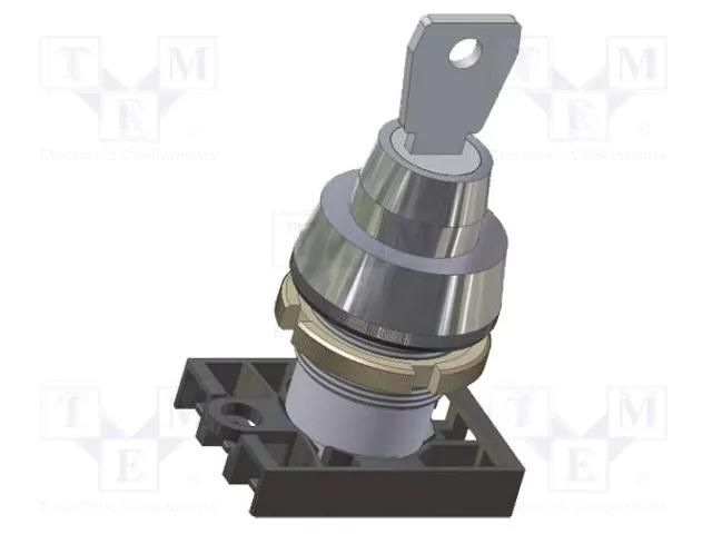 Switch: rotary with key; 22mm; Stabl.pos: 2; grey; IP40; prominent PROMET NEK22M-ZD2
