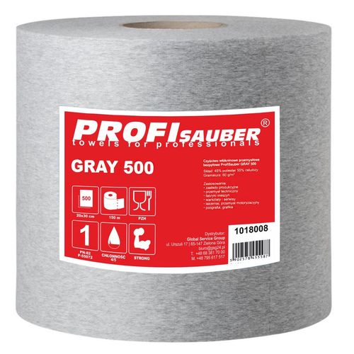 Gray nonwoven industrial cleaning cloth ProfiSauber GRAY 500, Profi Sauber 1018008 1018008