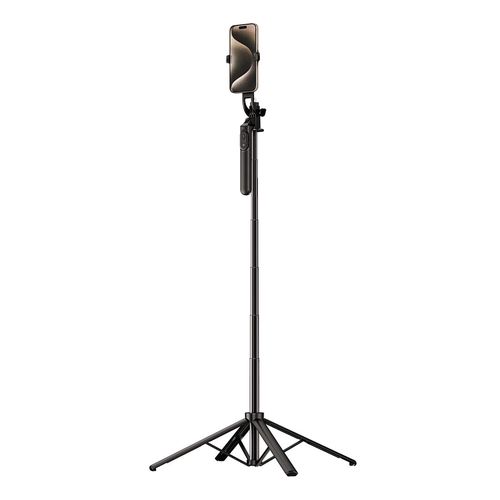 Selfie stick WH181-Y1S 1.75m aluminum alloy telescopic tripod with phone holder - black, Hurtel 5907769360640 5907769360640