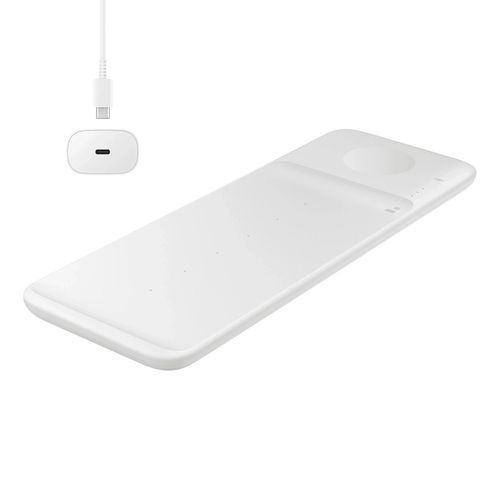 Samsung Trio EP-P6300TWEGEU 3in1 inductive charger for phone / Galaxy Watch / Buds - white + mains charger + cable, Samsung EP-P6300TWEGEU EP-P6300TWEGEU