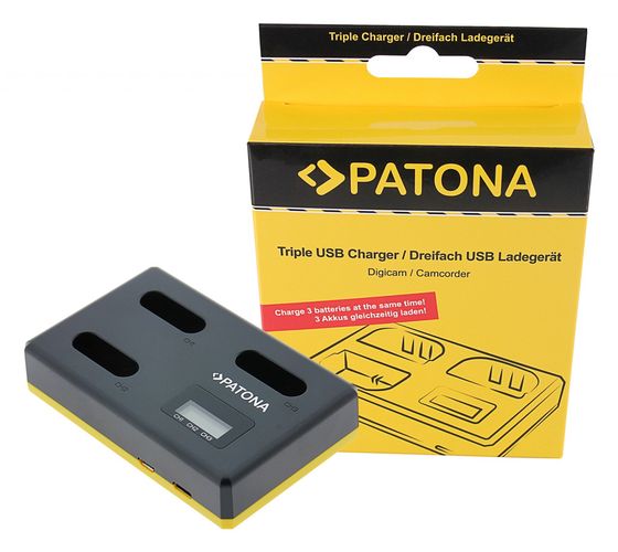 PATONA USB Triple Charger f. Sony NP-BX1 BX BX1 NP-BX1 Cybershot DSC HX300 DSC HX50V DSC RX1 incl. USB Type C Cable, PATONA 1711 4055655232494