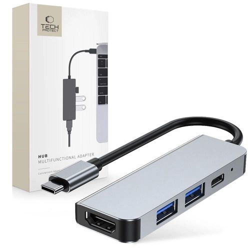 HUB Tech-Protect V2 4in1 USB-C - USB-A 3.0 / USB-A 2.0 / USB-C / HDMI - gray, Tech-Protect 5906302303083 5906302303083