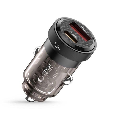 Tech-Protect CC45W Car Charger USB-C PD 45W / USB-A QC 3.0 - Black, Tech-Protect 5906203698462 5906203698462