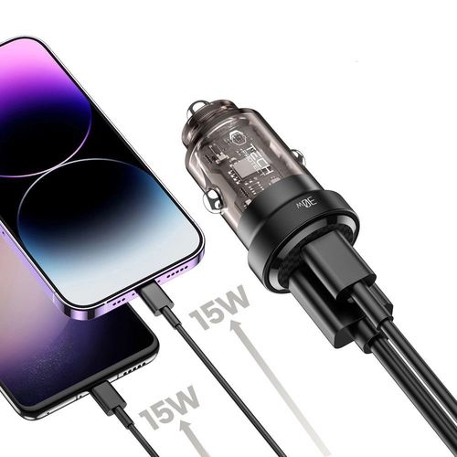 Tech-Protect CC30W Car Charger USB-C PD 30W / USB-A QC 3.0 - Black, Tech-Protect 5906203699384 5906203699384