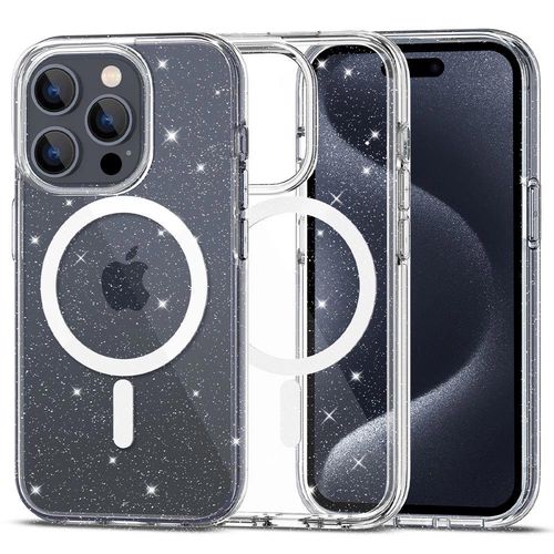 Tech-Protect FlexAir Hybrid MagSafe iPhone 15 Pro Case - Clear Glitter, Tech-Protect 5906302301959 5906302301959