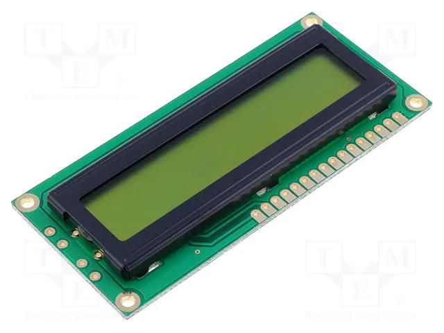 Display: LCD; alphanumeric; STN Positive; 16x1; 80x36x5mm; PIN: 16 DISPLAY ELEKTRONIK DEM16101SYH