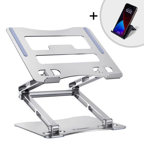 Laptop stand Wozinsky WRS-CPY75DSS aluminum + Free! smartphone stand - silver, Wozinsky 5907769364631 5907769364631