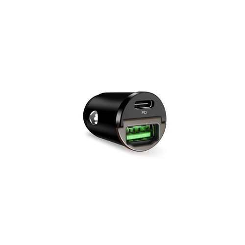 Puro Mini 30W Power Delivery USB-C USB-A Car Charger - Black, Puro Elektrik FCMCHUSBAC30WBLK FCMCHUSBAC30WBLK