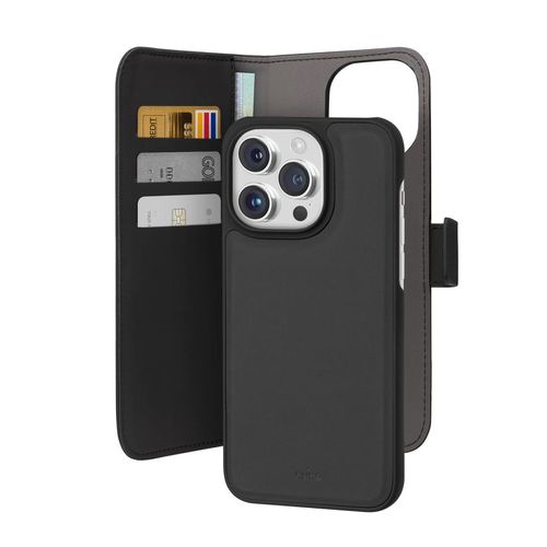 Puro Wallet Detachable MagSafe 2in1 PU Leather Case with Flap and Wallet for iPhone 15 Pro - Black, Puro PUIPC15P61BOOKC3BLK PUIPC15P61BOOKC3BLK